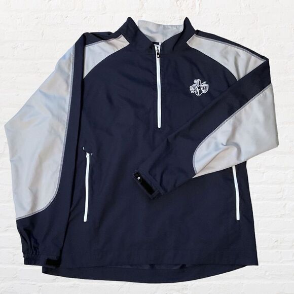 Footjoy 1/2 Zip Golf Pullover Long Sleeve Windshirt Navy Silver Size L - Picture 3 of 13